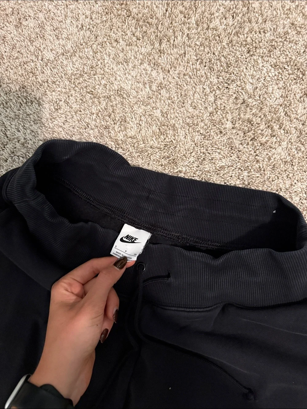 Nike Black Track Jogger Pants with White Swoosh